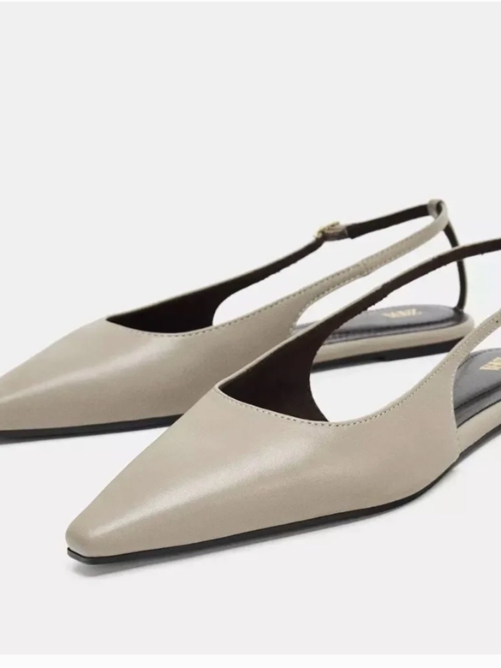 Zara Leather Slingback Shoes Color Tope Size EU 38